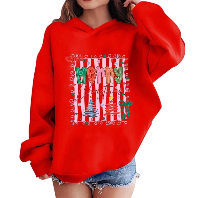 Sudaderas con capucha para niños y niñas, sudaderas navideñas con capucha para niños medianos y grandes, camisetas de manga larga, sudaderas para niños