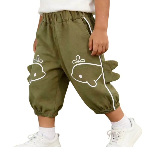 CONZONE Toddler Boys Pants Straight Leg Casual Pants for Child Elastic Waist Cartoon Graphic Fall Winter Athletic Jogger Pants with Pockets