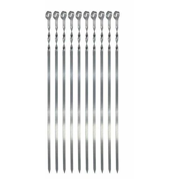 Artrylin 10 Pack Kabob Skewers for Grilling 15" Long - Flat Metal BBQ Barbecue Skewer Stainless Steel Shish Kebob Sticks for Meat Shrimp Chicken Vegetable