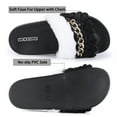thumbnail image 3 of Womens Furry Slippers Open Toe House Casual Flat Slides Sandals Indoor Outdoor, 3 of 7