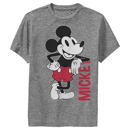 Boy s Mickey & Friends Mickey Mouse Vintage Lean Performance Graphic Tee Charcoal Heather Large