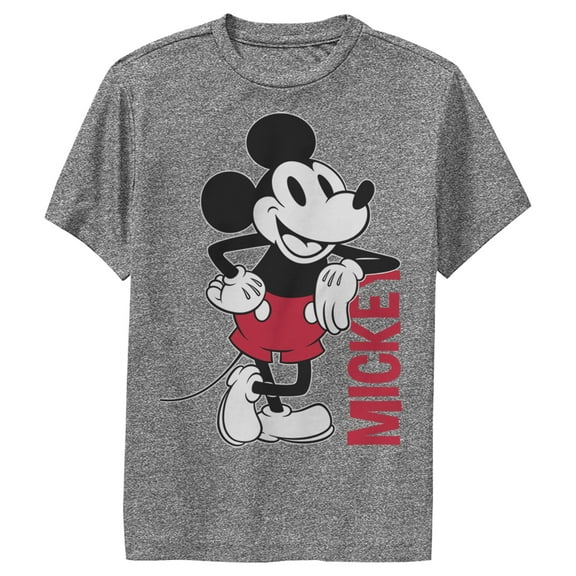 Boy's Mickey & Friends Mickey Mouse Vintage Lean Performance Graphic Tee Charcoal Heather Small