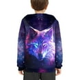 thumbnail image 4 of Xoenoiee Boys Hoodies Galaxy Wolf Print Hooded Sweatshirt Long Sleeve Sweater with Front Kangaroo Pocket for Kids Workout Travel Walk, Fall Winter Clothing, M, 4 of 7