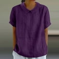 thumbnail image 2 of T Shirts For Women Womens Tops Summer Solid Round Neck Breathable Comfortable Loose Casual Short Sleeved Top, 2 of 5