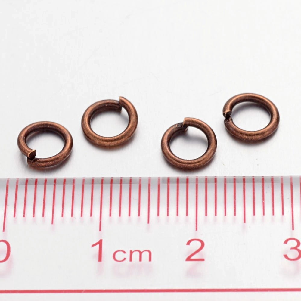 500g Brass Open Jump Rings Round Cadmium Free & Lead Free Red Copper 6x1mm 18 Gauge Inner Diameter: 4mm about 4160pcs/500g