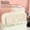 Beige-BG, variant on MMJ Three-Layer Canvas Pencil Case Large Capacity Button Closure Stationery Storage Bag Organizer 9.05x4.72x3.14in