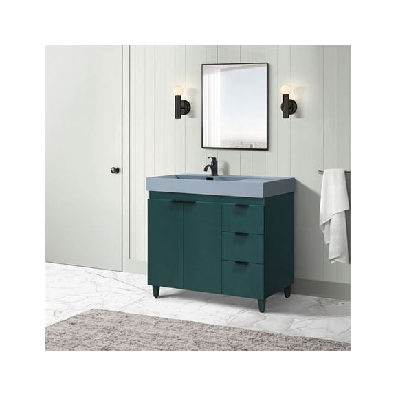 Bellaterra-Home 39 in. Single Sink Vanity in French Gray with White Composite Granite Sink Top
