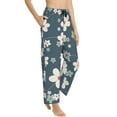 thumbnail image 2 of Sigee Blue Flower Print Women's Soft Pajama Pants - Breathable and Comfortable Lounge Sleep Bottoms with Elastic Waistband and Pockets-Small, 2 of 9