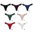 thumbnail image 4 of 3 Pack Women Sports Thongs V-Shaped Metal Decor Panties Low Waist Breathable Briefs, 4 of 5