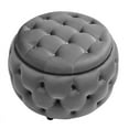 thumbnail image 3 of Partner Furniture 28" Round Velvet Tufted Storage Ottoman in Gray, 3 of 8