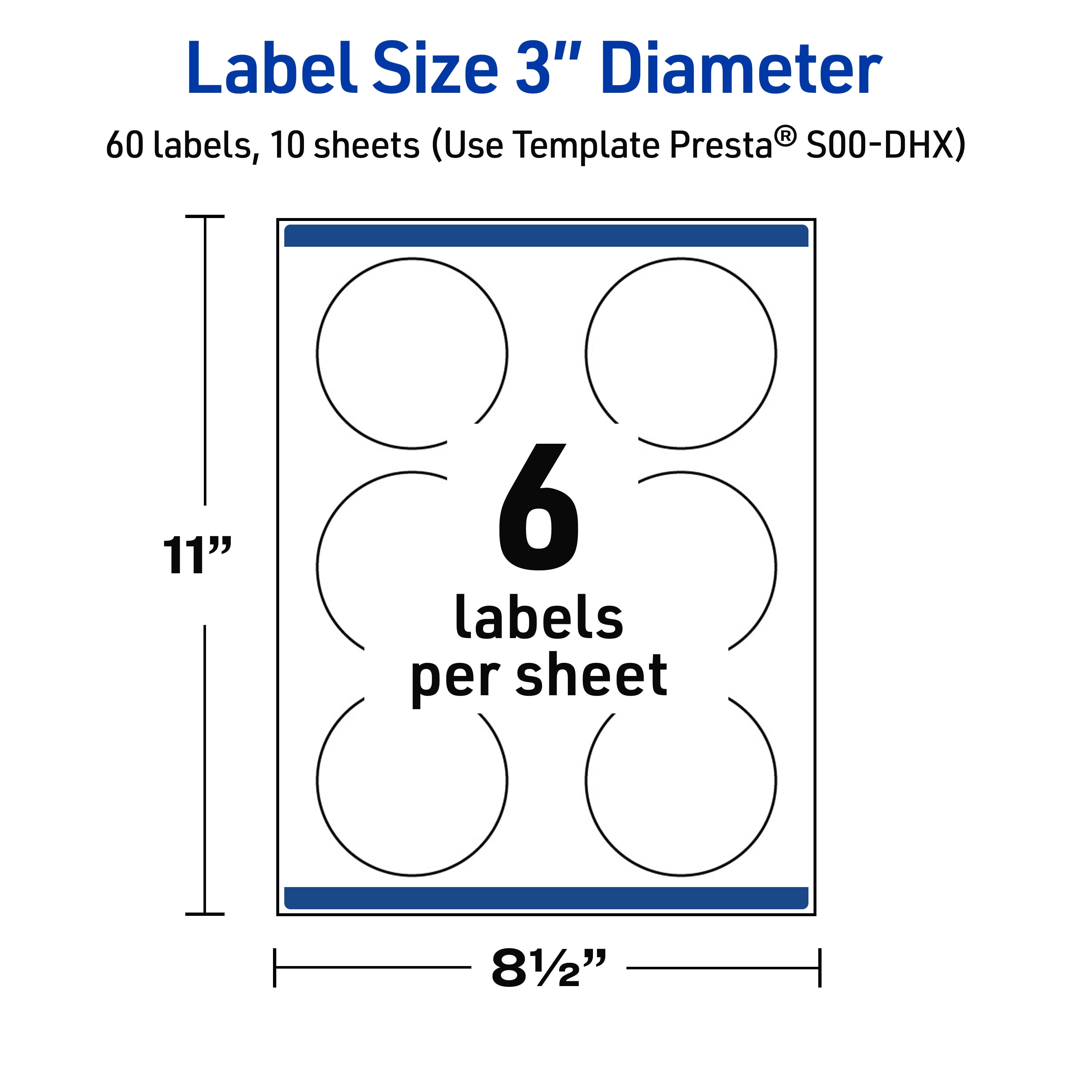 Avery 3" Diameter Labels, Gold Border with Gold Dots, 60 ct, Glossy, Gold Border with Gold Dots