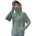 thumbnail image 2 of Trgacdwlo Ice Silk Women's Sun Protection Jacket Hoodie Clothing with Wide Brim Quick Dry Cooling Rash Guard Zip Up Fishing Shirt Green, 2 of 5