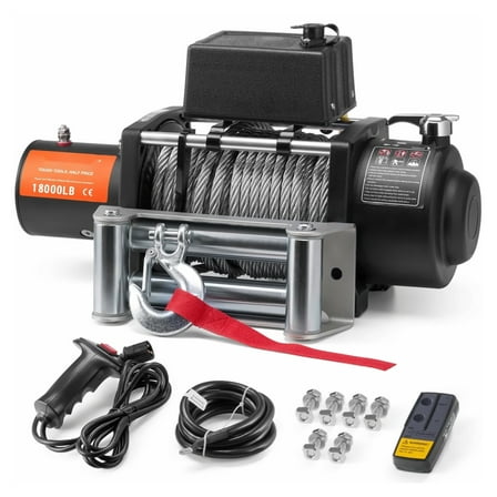 Electric Winch 18000 lb - Steel Cable, Waterproof IP65, Remote Control - Truck Winch for Off-Road, SUV, Recovery, Heavy Duty Pulling