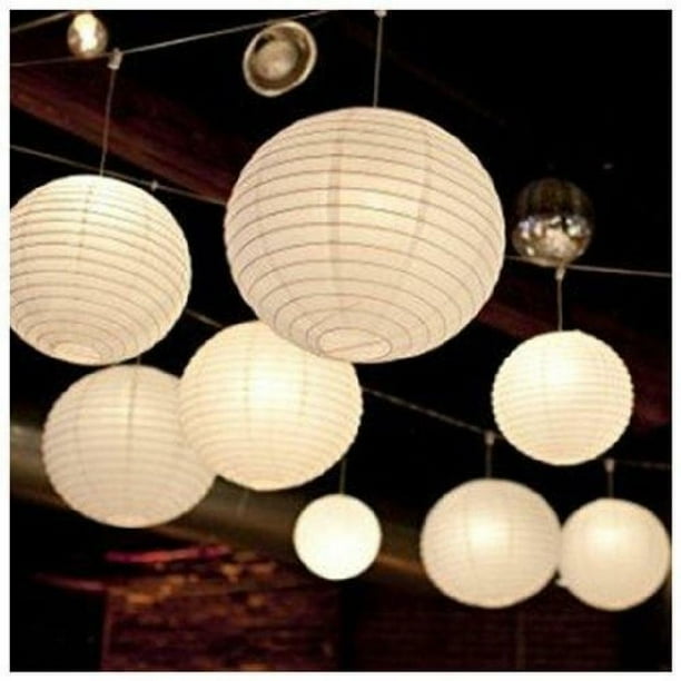 5 Pcs 14" Large Chinese Japanese Plain White Bamboo Paper Lantern