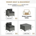 thumbnail image 4 of Aoxun 7 Piece Patio Furniture Set Wicker Rattan Patio Conversation Set Outdoor Sectional Sofa Set with Coffee Table and 4” Thickened Cushions, Black(Waterproof Cover Included), 4 of 7