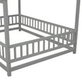 thumbnail image 6 of Kids Floor Bed, Full Size House Bed Frame with Full Fence Guardrails, Wooden Platform Bed Frame for Kids Teens Girls Boys, Easy to Assemble, Gray, 6 of 9