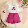thumbnail image 6 of TOWED22 Baby Girls 2pcs Cute Summer Sets Sleeveless Shirts and Shorts Lovely Toddler Outfits Tank Top Cotton Clothing(Hot Pink,18-24 M), 6 of 8