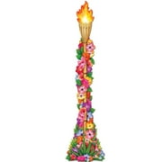 Party Central Club Pack of 12 Red and Green Jointed Tropical Floral Tiki Torch Party Decors 4'