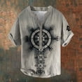 thumbnail image 2 of Viking Style Graphic Tees for Men 2026 Summer Casual Cotton Linen Short Sleeve V Neck T Shirts, 2 of 4