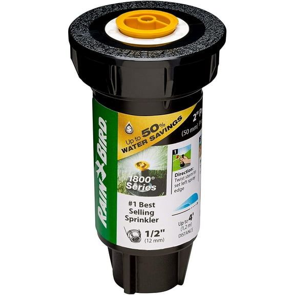 Rain Bird 1802AP4PRS Pop-Up Sprinkler - Pressure Regulating, Adjustable Flow - Black