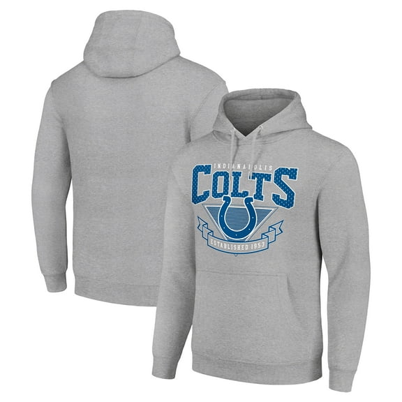 Men's Starter Heather Gray Indianapolis Colts -80s Inspired Pullover Hoodie