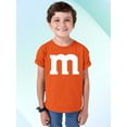 thumbnail image 2 of M Letter Funny Halloween Team Costume Youth T-shirt, Youth M, Orange, 2 of 5