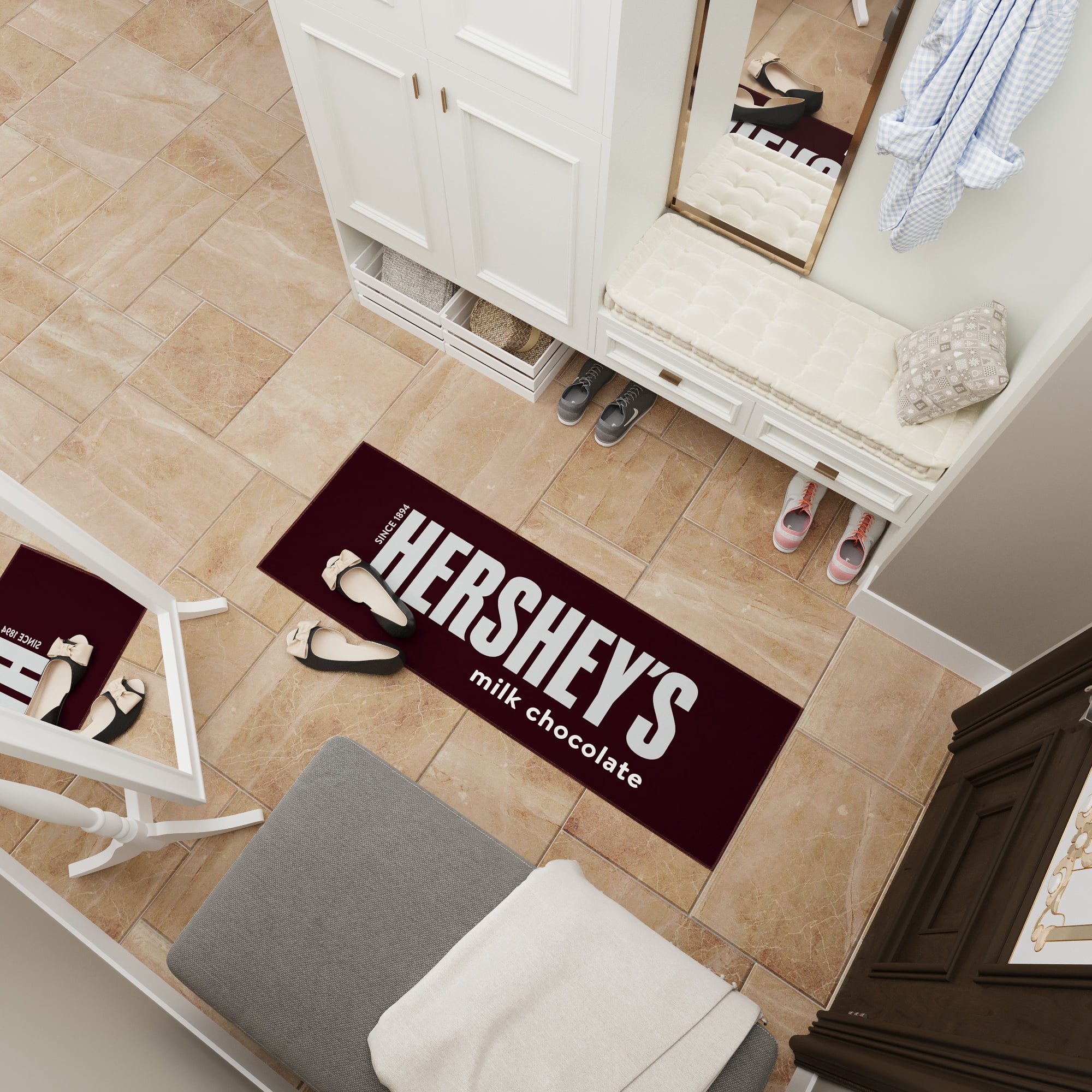 Ottomanson Hershey Logo Machine Washable Non-Slip Rubberback 2x5 Runner Rug, 20"x 59", Brown