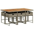 thumbnail image 3 of vidaXL 7 Piece Garden Dining Set with Cushions Grey Poly Rattan, 3 of 5