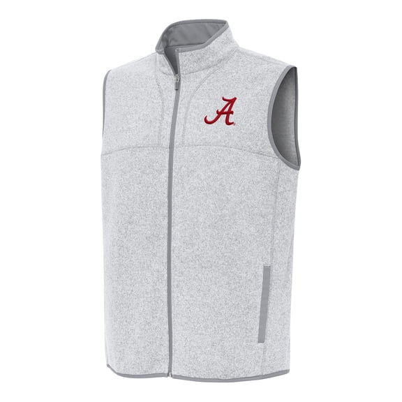 Men's Antigua Heather Gray Alabama Crimson Tide Fortune Full-Zip Vest