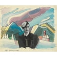 thumbnail image 2 of Karl Wiener 14x12 Black Ornate Wood Framed Double Matted Museum Art Print Titled: Fohn (1939), 2 of 5