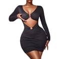 thumbnail image 1 of TRKIYQC Vestido Ajustado para Mujer Vestido Liso con Escote en V Profundo Ahuecado Vestido de Manga Larga a la Cadera, Trajes de Fiesta Cortos Ajustados para Damas TRKIYQC moderno, 1 of 6