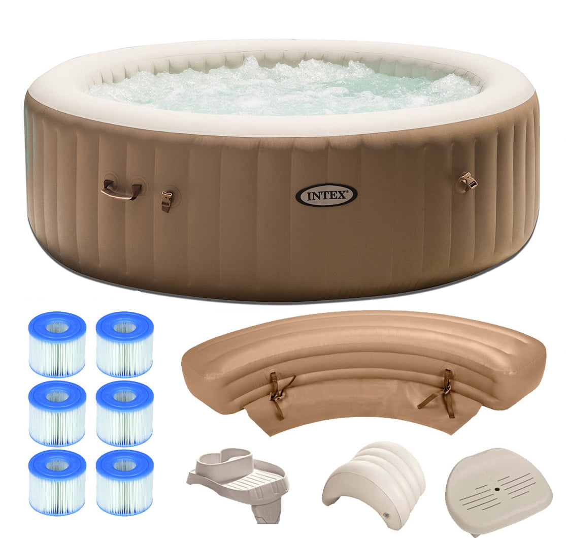 Intex Pure Spa 6 Person Inflatable Portable Hot Tub Ultimate Bundle Package