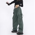 thumbnail image 6 of Lisingtool Cargo Pants Women's Parachute Pants with 4 Pockets High Rise Elastic Waistband Cargo Pants Streetwear Womens Pants Grey, 6 of 8