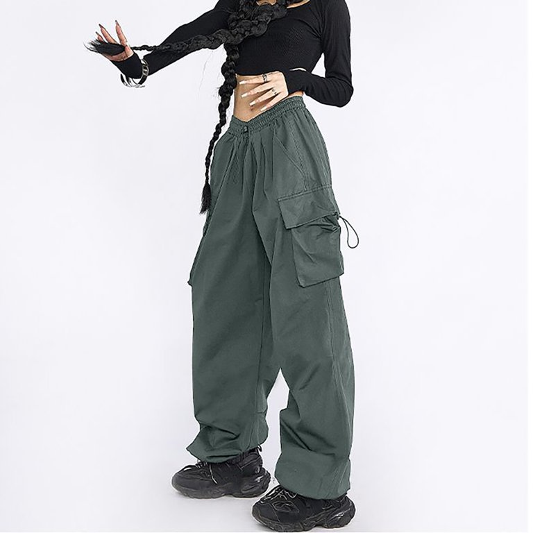 【WOOHWA】PARACHUTE SKIRT PANTS Lisingtool Cargo Pants Women's Parachute Pants with 4