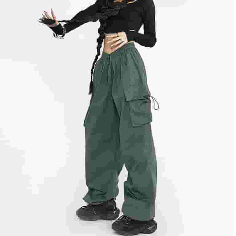 Skpblutn Women's Parachute Pants With 4 Pockets High Rise Skpblutn Women's Parachute Pants With 4 Pockets High Rise