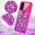 thumbnail image 3 of Liquid Quicksand Glitter Cute Phone Case for AT&T Radiant Max 5G / Fusion 5G / Cricket Dream 5G / Innovate 5G Phone Case Cover Clear Bling Diamond for Girls Women - Hot Pink/Purple, 3 of 5
