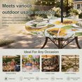 thumbnail image 6 of Round Outdoor Tablecloth with Umbrella Hole and Zipper, Yellow Sunflowers Tablecloth with Elastic Waterproof, Vintage Country Flowers Butterfly Wood Board Patio Table Covers for 55" - 60" Tables, 6 of 9
