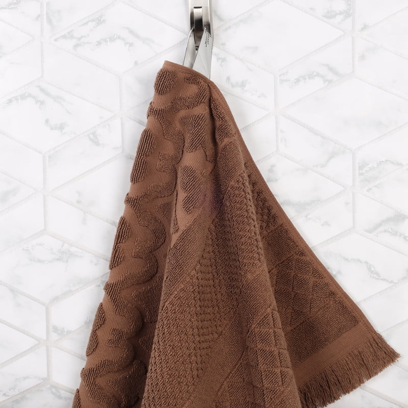 Superior Rolla Geometric Cotton 2 Piece Bath Sheet Set, Quick-Dry Ultra Soft Towels, Chocolate