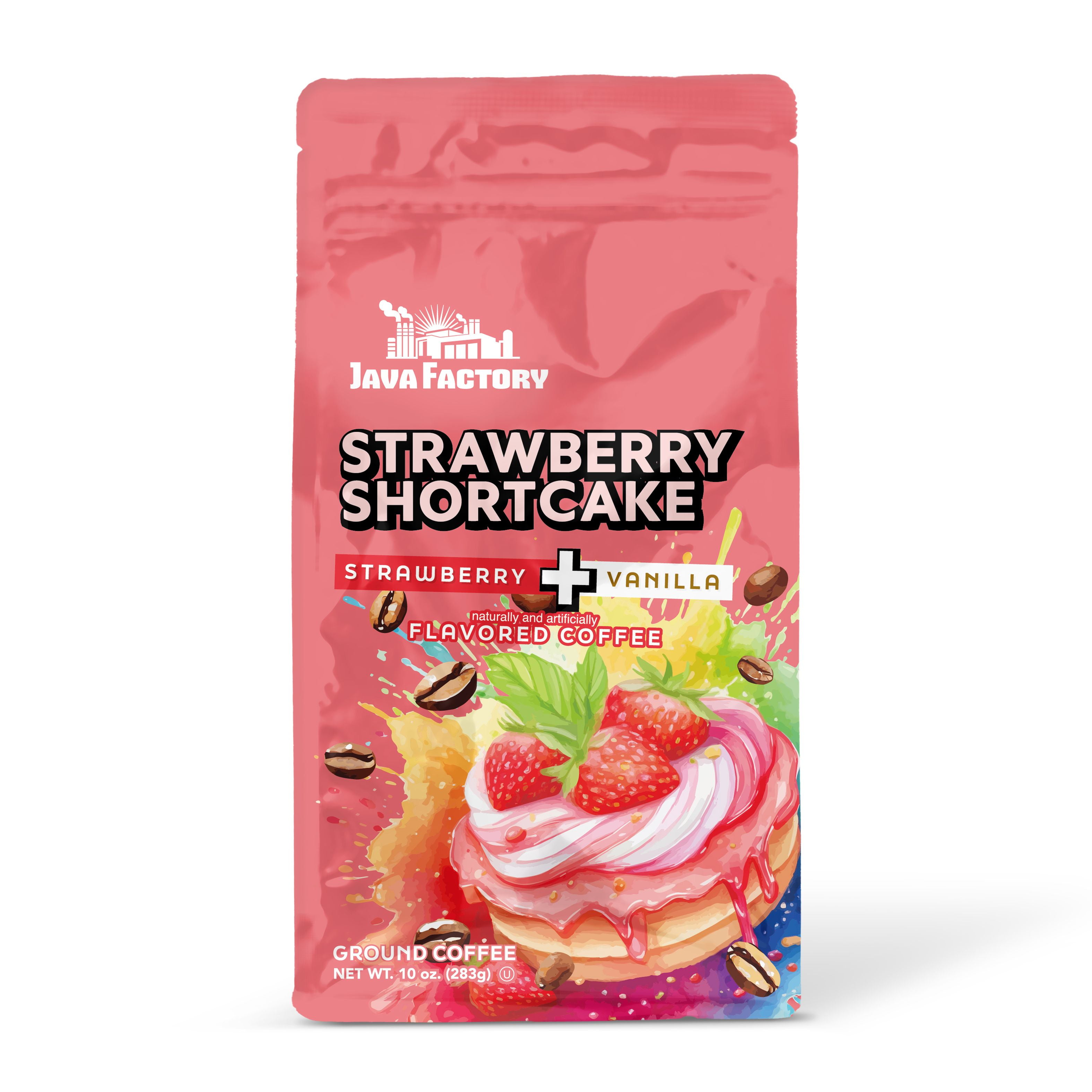 Java Factory Strawberry Shortcake Flavored Ground Coffee Bags, 6 pk, 10 oz each