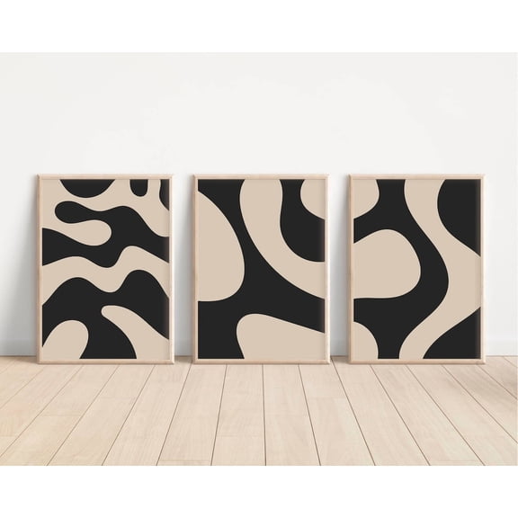 Neutral Black and Beige Beige Wall Art Gallery Wall Set 3 Unframed Paper Print 8x12