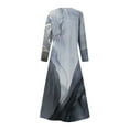thumbnail image 5 of Up to 50% off!pstuiky Dresses for Women, Women Cotton and Linen Dress Long Sleeve Crew Neck Dress Printed Dress and Ankle Dress Casual Holiday Dress with Pockets Leisure Gray XXL, 5 of 5