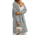 thumbnail image 1 of Langwyqu Solid Color Autumn Winter Open Front Casual Loose Hooded Cardigan Hooded Outerwear, 1 of 5