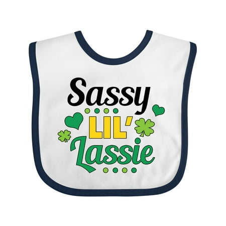 

Inktastic Saint Patrick s Day Sassy Lil Lassie with Shamrocks Gift Baby Girl Bib