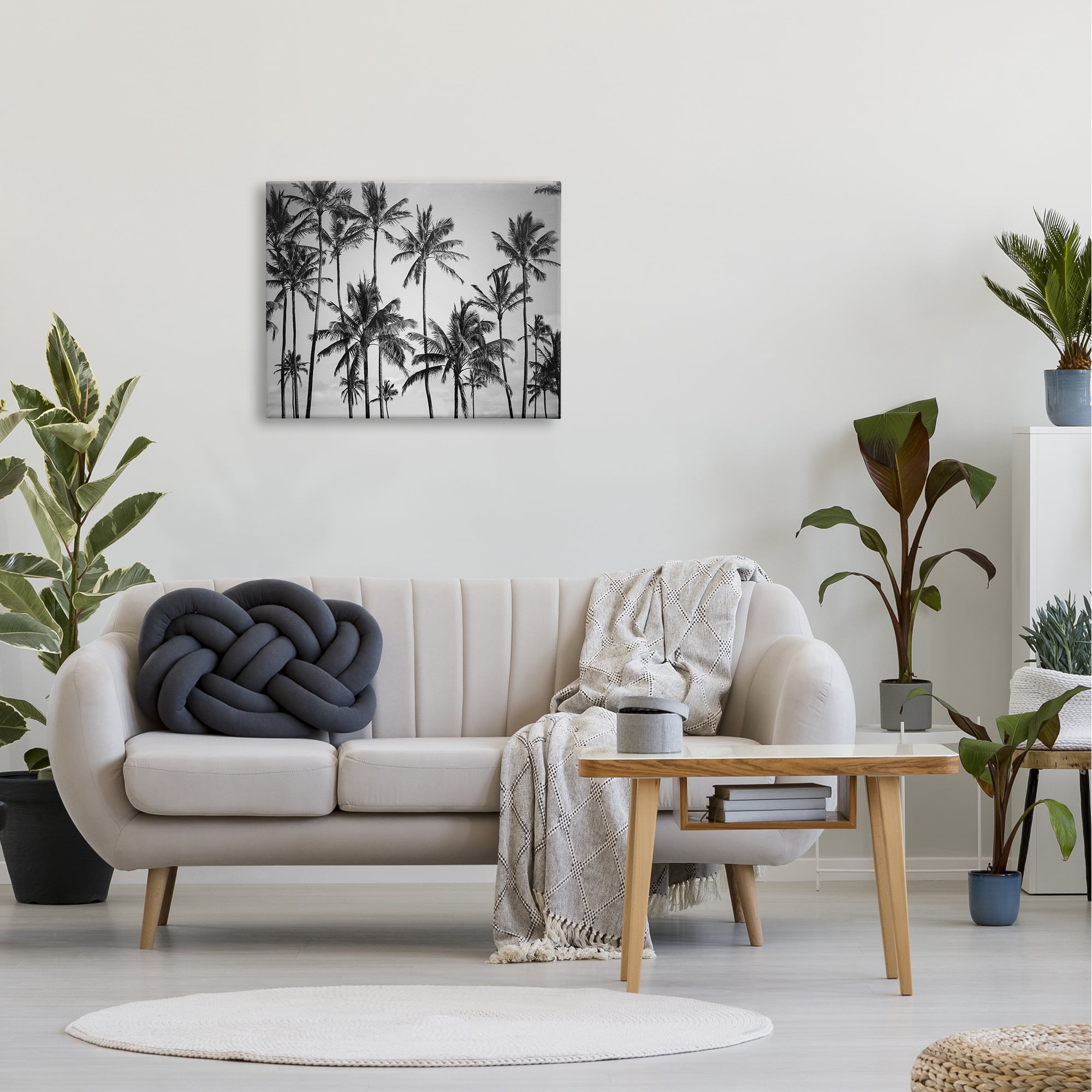 The Stupell Home Decor Collection Palm Trees Skyline Black and White Photography Canvas Wall Art