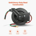 thumbnail image 3 of KFFKFF Auto-Retracting Welding Hose Reel, 50FT Dual Oxygen Acetylene Rubber Hose of 1/4-Inch Diameter, Maximum 300PSI - T Grade, Suitable for Ceiling/Wall Installation, Heavy-Duty Steel Construction, 3 of 9