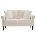 thumbnail image 2 of Fithood Solid Wood Gourd Foot Curved Armrest Indoor Two-Seater Sofa Creamy-White, 2 of 5