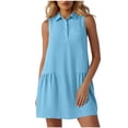 thumbnail image 2 of Odbmxy Casual Womens Shirt Dress Summer Collared Sleeveless Plain Womens Mini Dress Tiered Shift Everyday, 2 of 6