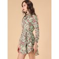 thumbnail image 2 of Unique Bargains Robe en Mousseline à Taille Smockée à Imprimé Floral Vintage pour Femme, 2 of 6
