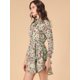 thumbnail image 2 of Mini Vestido De Gasa Con Capas De Cuello Con Lazo En La Cintura Con Estampado Floral Para Mujer Verde rojo XL, 2 of 6