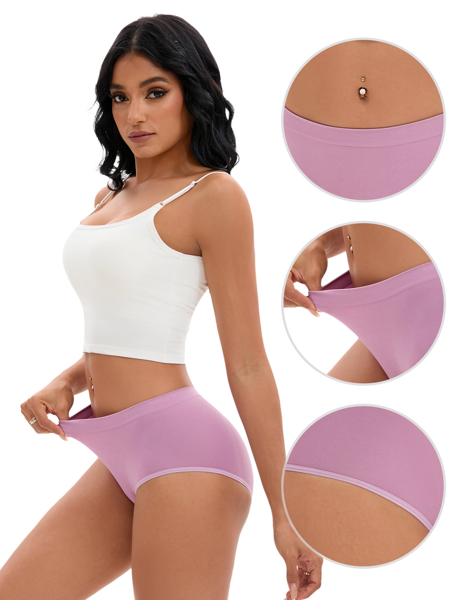 Unique Bargains Women's High-Waisted Briefs Butt Lifter Full-Coverage Panties M Purple